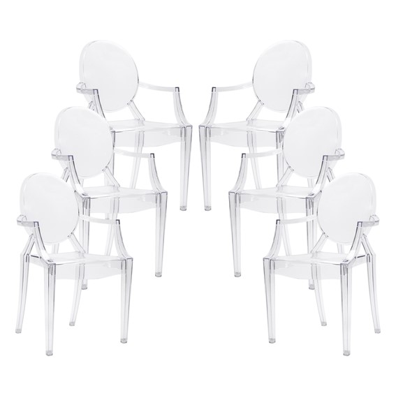 Zestaw 6x Krzesło LOUIS Transparentny