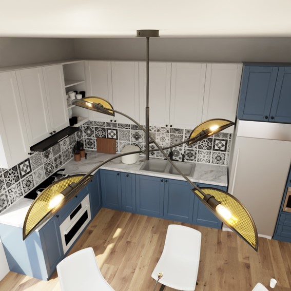 Lampa Wisząca LOTUS 4 Czarny/Złoty