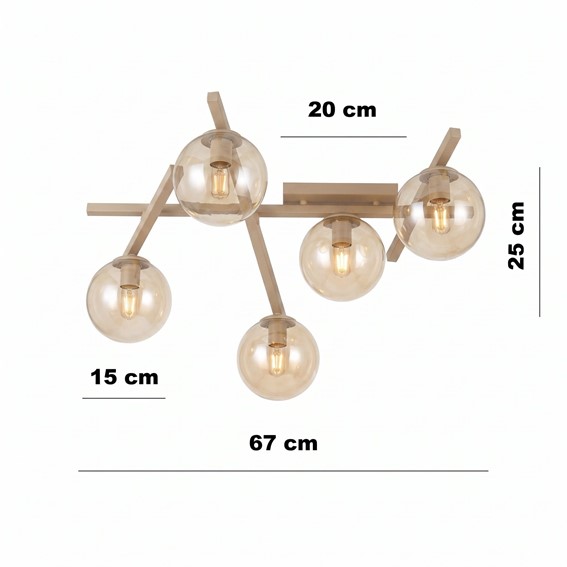 Lampa Sufitowa SMART 5 Beżowy/Miodowy