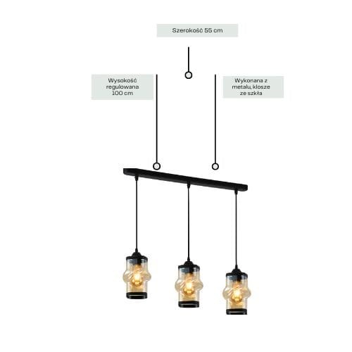 Lampa Wisząca ZAIN 3L Czarny