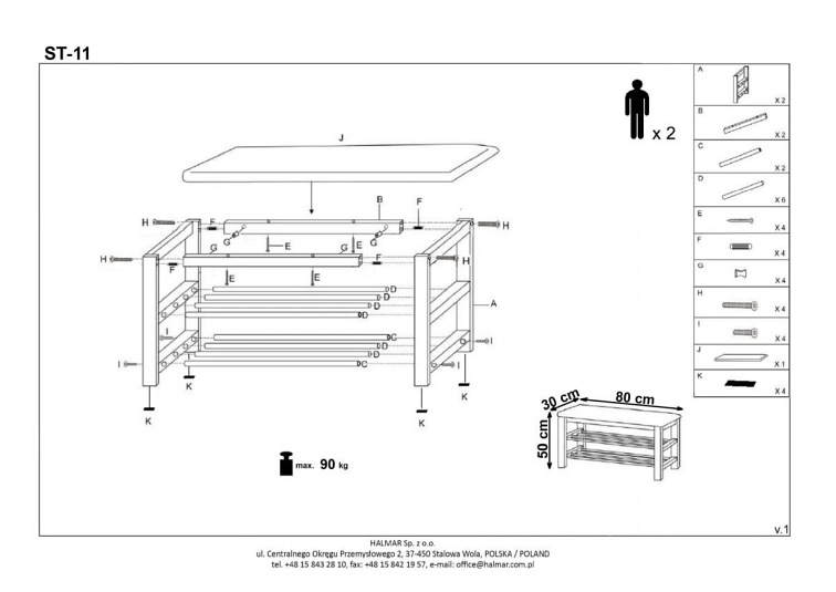 Stojak na Buty ST11 Naturalny/Czarny