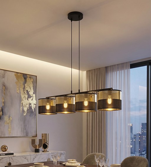 Lampa Wisząca LUX 4 Czarny/Złoty