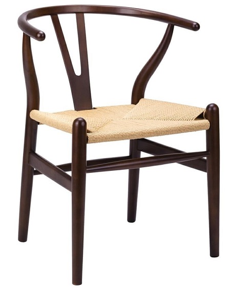 Krzesło WISHBONE Ciemny Brąz Bukowe/Naturalne Włókno