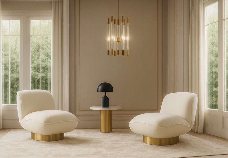 Fotel NUA N18-1 Biały/Złoty