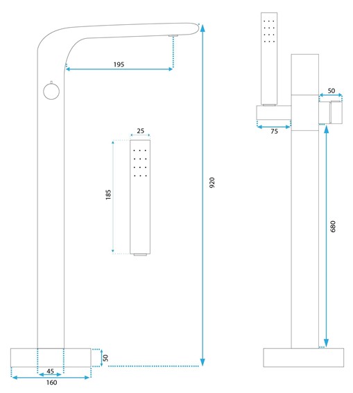 Bateria Wannowa Podłogowa CLARK Chrom