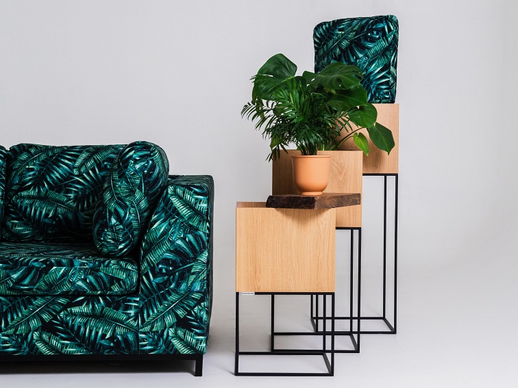 Donica Palmus Metal 35x35x60 Czarny, Dąb