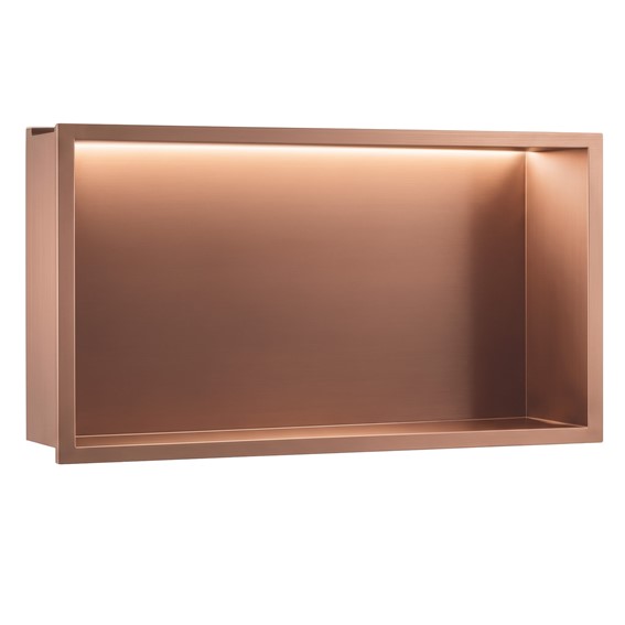 Półka Łazienkowa Wnękowa LED 30x60cm Miedź Szczotkowana