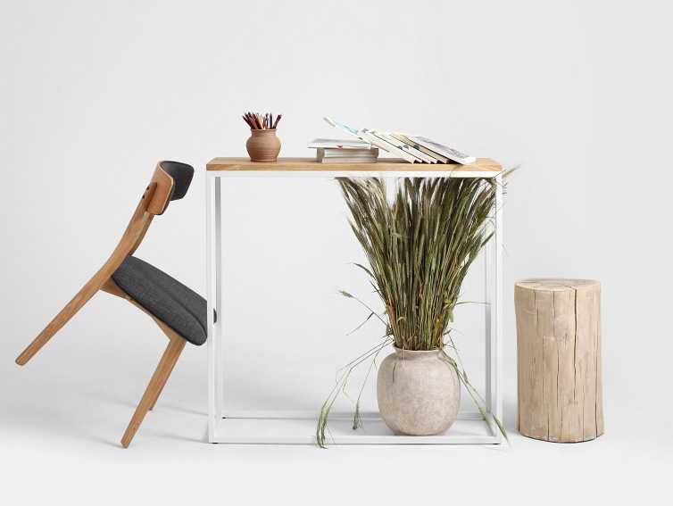 Konsola JULITA SOLID WOOD 92-1F 100x30 Dąb/Biały