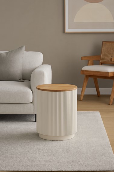 Stolik STILIG ST581 Fi40cm Biały/Brązowy