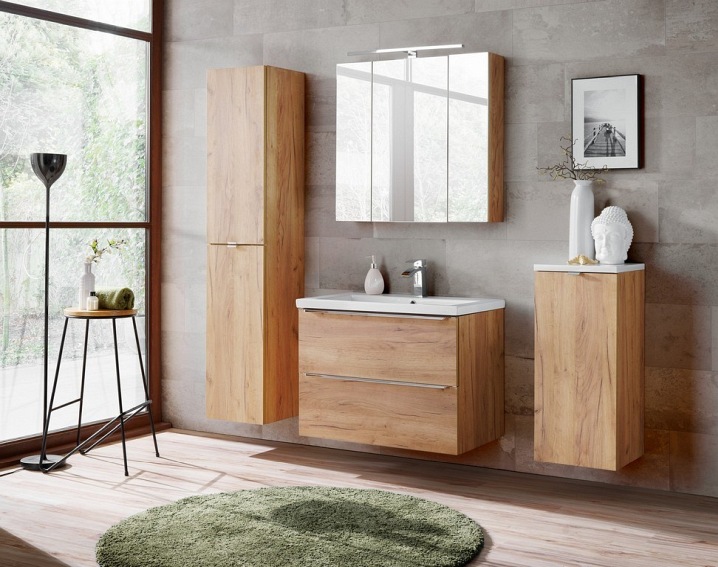 Szafka z Lustrem Capri Oak 843A 16x80x75 Dąb