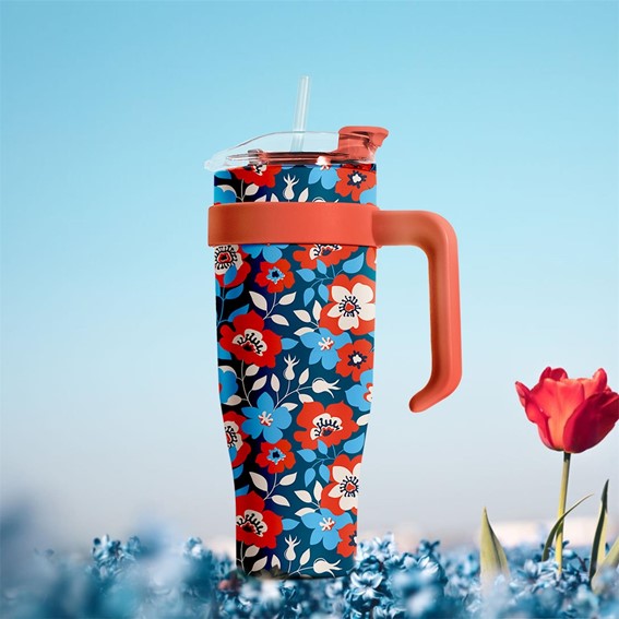 Kubek Termiczny MIAMI FLORAL Czerwony