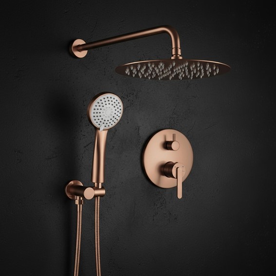 Zestaw Natryskowy Podtynkowy ONTGARIO + BOX Miedź Szczotkowana