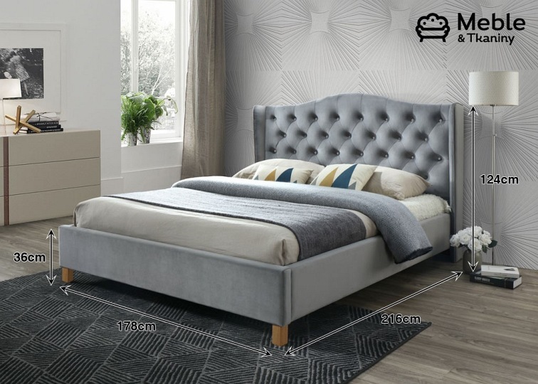 Łóżko ASPEN Velvet 160x200 Szary Bluvel 14
