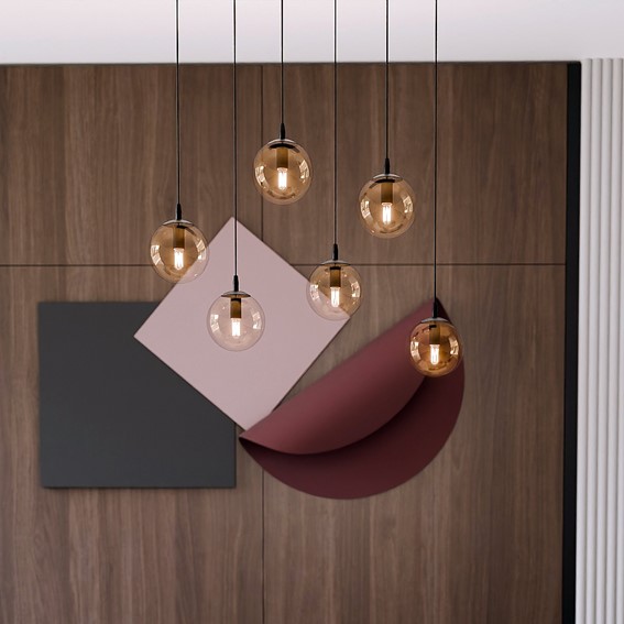 Lampa Wisząca COSMO 6 Czarny/Miodowy