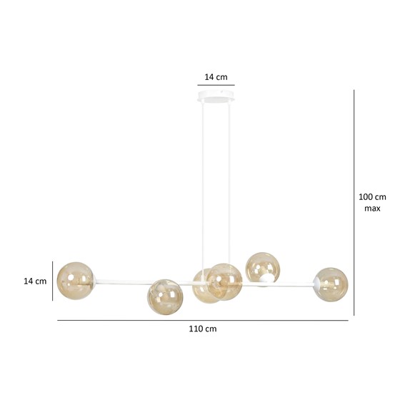 Lampa Wisząca ROSSI 6 Biały/Miodowy