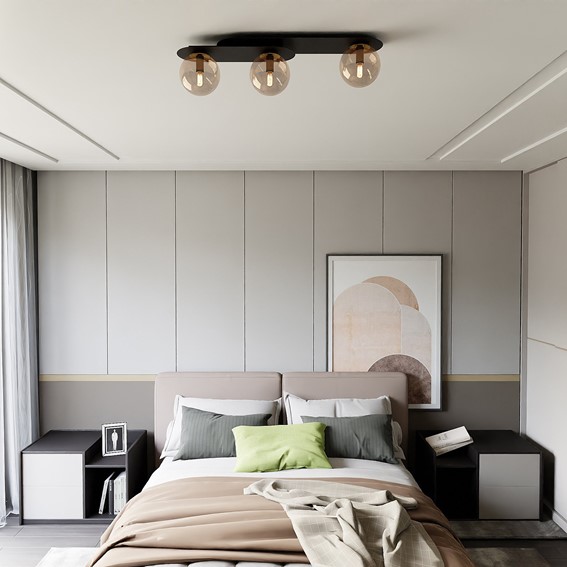 Lampa Sufitowa PLAZA 3 Czarny/Miodowy