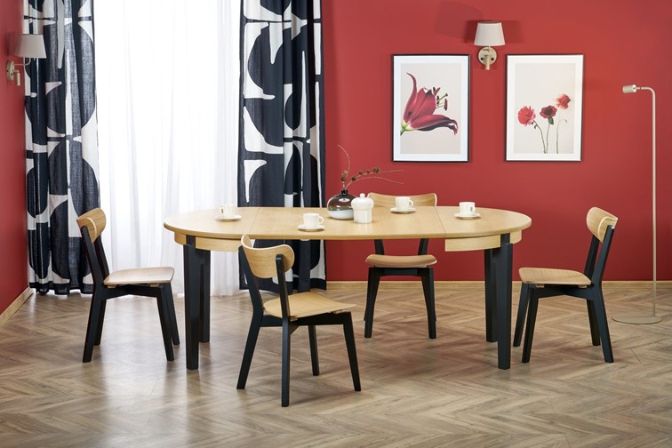 Stół Rozkładany SORBUS (100-200)x100 Dąb Naturalny/Czarny