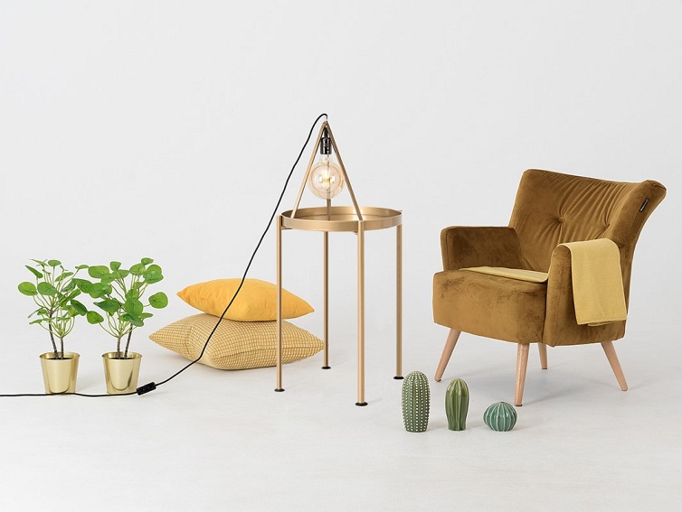 Stolik Hanna Metal 1-F 40x60 Złoty