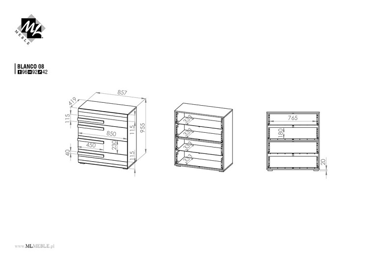 Komoda BLANCO 08 Sosna Śnieżna