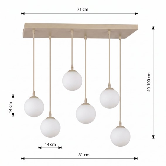 Lampa Wisząca COSMO 6 Beżowy/Opal