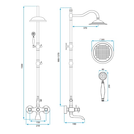 Zestaw Natryskowy BERGAMO Czarny Przecierany
