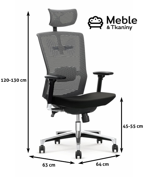 Fotel Obrotowy Gabinetowy AMBASADOR Popielato / Czarny