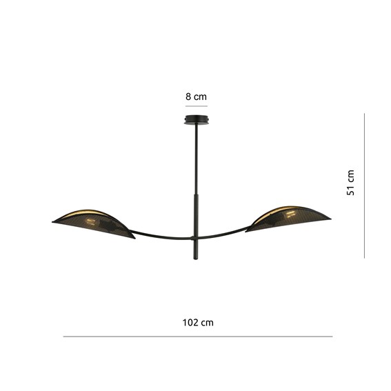 Lampa Wisząca LOTUS 2 Czarny/Złoty