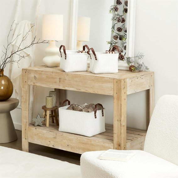 Zestaw 3 Koszy Sztruks Biały