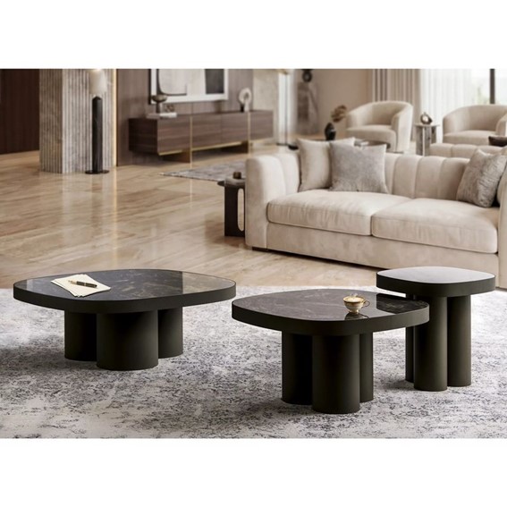 Ława STELLA A 100x100cm Czarny Połysk/Miedziany