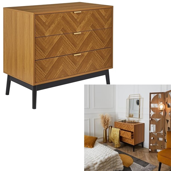 Komoda FELIX 3 Szuflady Naturalny