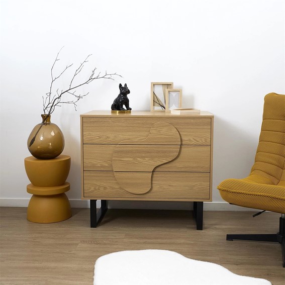 Komoda CALYPSO z 3 Szufladami Dąb/Czarny