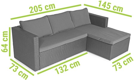 Narożnik Ogrodowy 4-Osobowy ROMA Czarny