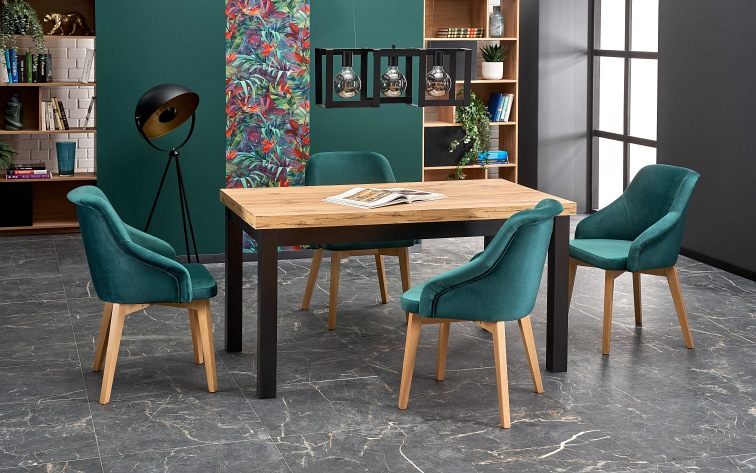 Stół Rozkładany TIAGO (140-220)x80 Dąb Craft/Czarny