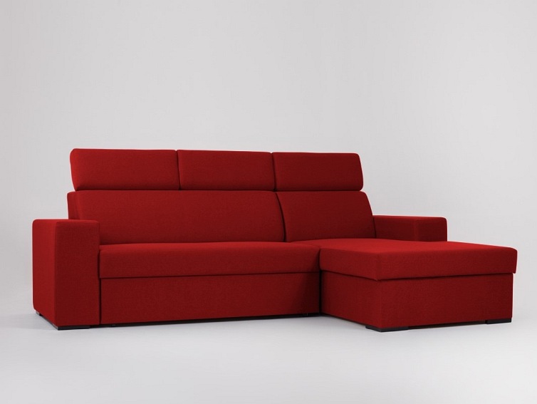 Narożnik Rozkładany Atlantica P 250x160 Krwista Czerwień/Orzech