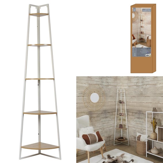 Regał CORNER Narożny z 5 Półkami Biały