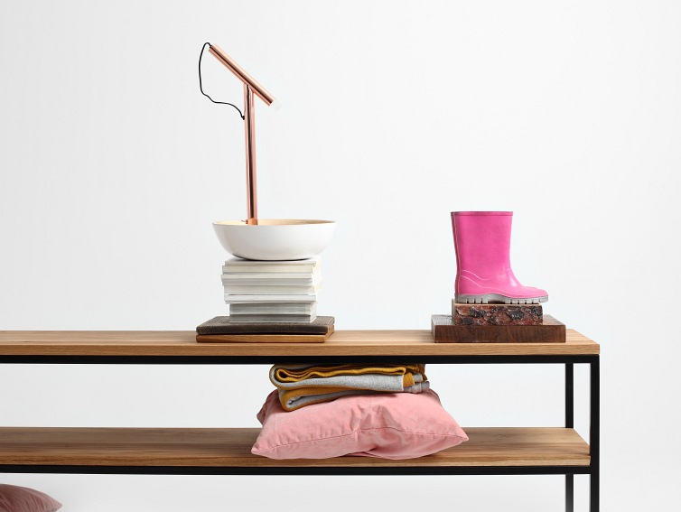 Konsola Julita Solid Wood 180-2F 180x40 Dąb/Czarny