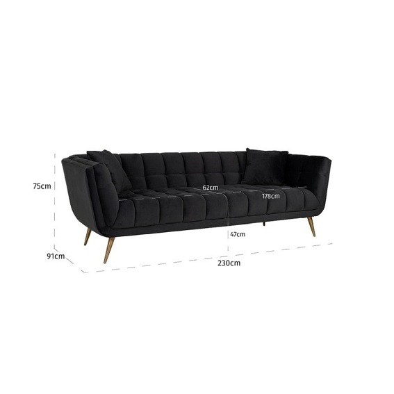 Sofa HUXLEY ANTRACIET - Czarny/Złoty
