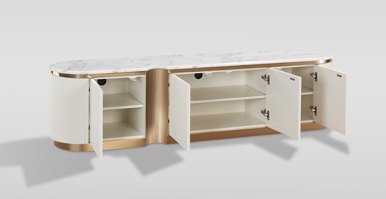 Komoda RTV STILIG ST916F Ecru/Złoty