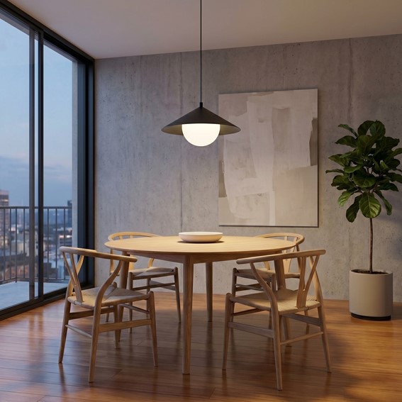 Lampa Wisząca MONO 1S Czarny/Opal