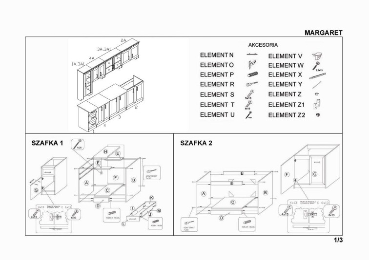 Kuchnia Zestaw MARGARET 3 260 Orzech