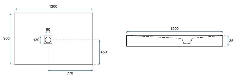 Brodzik Prysznicowy STONE 90x120 Czarny