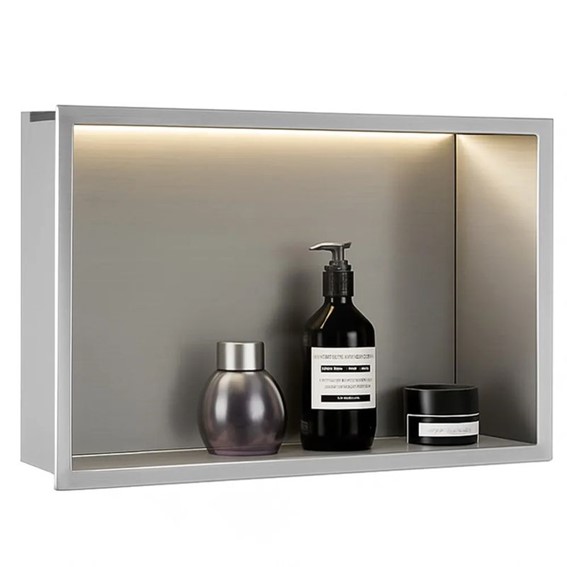 Półka Łazienkowa Wnękowa 30x45cm  Stal Szczotkowana