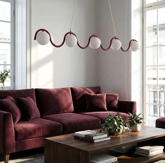 Lampa Wisząca SINUS 5 Burgundowy