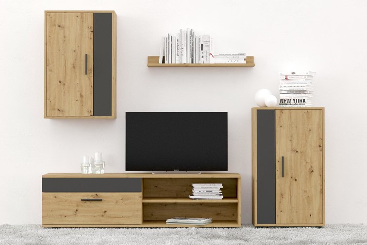 Zestaw Mebli BENSON Dąb Artisan/Czarny