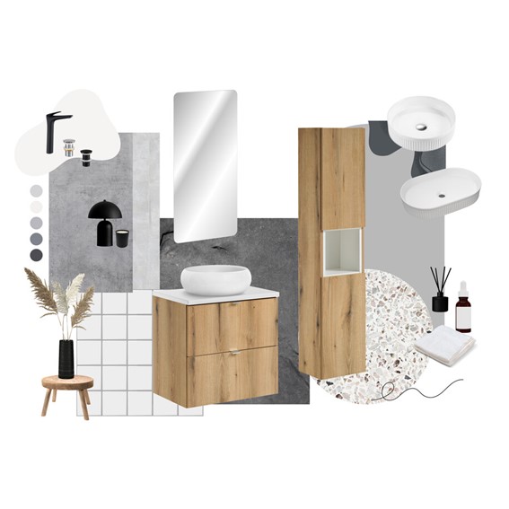 Zestaw Meblowy NOVA 50cm Dąb Coast Evoke/Czarny Mat