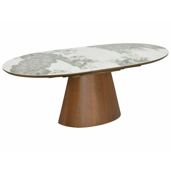 Stół Rozkładany MAROCCO Ceramic (200-160)x90cm Biały Połysk/Orzech