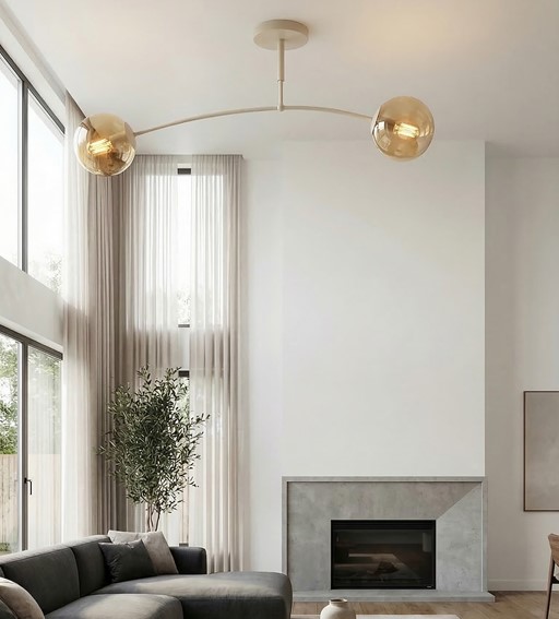 Lampa Sufitowa PREGOS 2 Beżowy/Miodowy