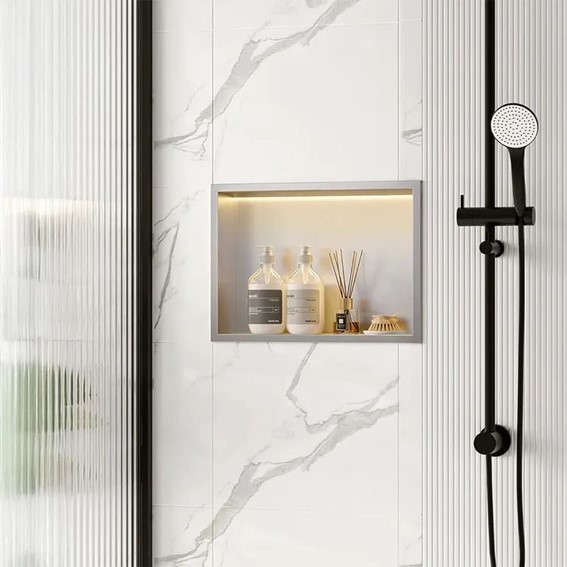 Półka Łazienkowa Wnękowa 30x45cm  Stal Szczotkowana