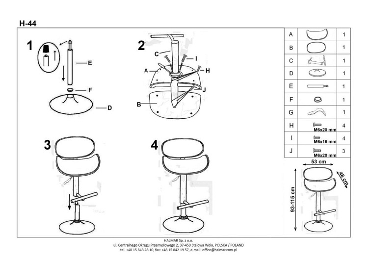 Hoker H44 61-82cm Orzech/Kremowy