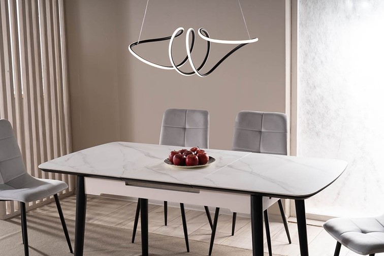 Stół APOLLO (120-160)x80 Czarny/Biały Mat